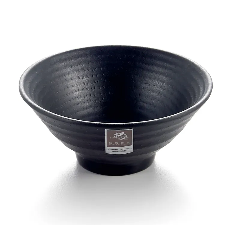 Japanese style restaurant matte black melamine hard plastic ramen bowl