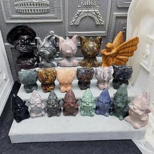 Artigianato naturale <span class=keywords><strong>di</strong></span> alta qualità che intaglia la pietra della figurina della fata del gufo nano del gattino <span class=keywords><strong>di</strong></span> cristallo animale per la decorazione domestica - Product Image 3