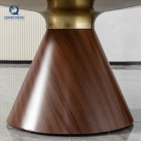 Neuer Trendiger Moderner Luxus-Couchtisch aus Gesintertem Stein mit Metallgestell und Holzmaserung-Muster Ineinanderstellbarer Beistelltisch