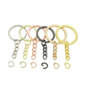 Lilangda 2023 Metal 25mm Key Ring 4 Section Chain Flat Ring Aperture With Chain 30MM Flat Key Ring With Chain