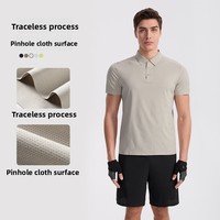 Polo de seda helada de alta calidad para hombre, de secado rápido, moderno, sin costuras, con media manga adhesiva, camiseta de jersey sólida para negocios