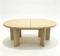 Table basse ovale Elloak, table basse en bois de chêne naturel avec pieds à tenons traversants pour salon, style minimaliste Japandi