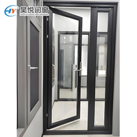 Porte battante moderne insonorisée en alliage d'aluminium avec vitrage pour extérieur, salons et villas - Fabrication artisanale par un fabricant professionnel