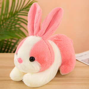 Petit lapin en peluche super doux, blanc, design couché mangeant de l'herbe, 25 cm, rembourré en coton PP, cadeau événementiel - Product Image 2