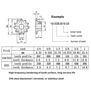 مصنع تخصيص عالية الجودة C45 SUS304 06B 08B سلسلة دوارة عجلة ضرس