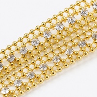 Chaîne de dentelle en strass dorés Deepeel PH030 8 mm pour accessoires vestimentaires, décoration de chaussures, vêtements, couture, artisanat et embellissement.