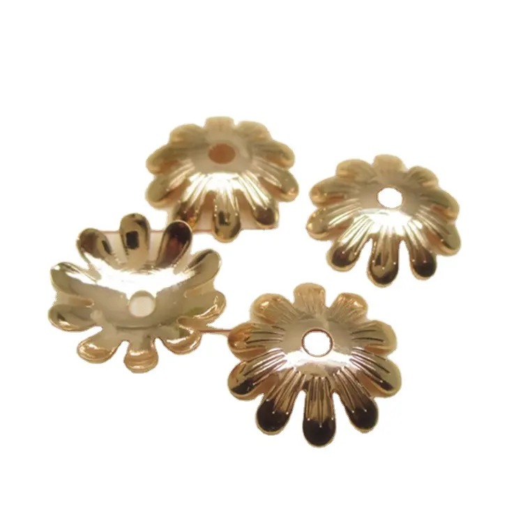 Wholesale 24K Gold plated Chrysanthemum flower holder beads cap for jewelry making