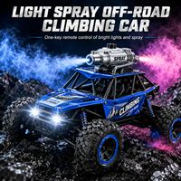 Camion RC tout-terrain avec effets de fumée simulée, recharge USB, lumières LED et carrosserie en alliage