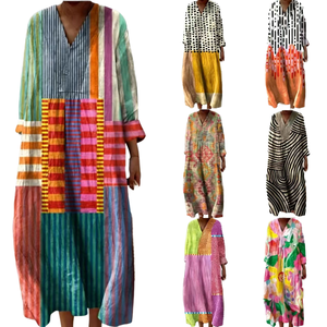 PROMISTAR Ensemble Kaftan Deux Pièces Ample en Polyester Respirant pour Femme, Robe Imprimée avec Foulard, Vente Chaude, Robe Africaine - Product Image 1