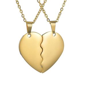 Collar de Acero Inoxidable para Parejas, Te Amo, Juego de Joyería con Corazones, Personalizable con Grabado, Colgante con Forma de Corazón Roto - Product Image 1