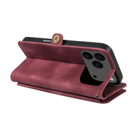 Dompet Kulit PU untuk iPhone 17 Pro, 9 Slot Kartu + Kantong Koin Ber-resleting, Penyangga, Pemblokir RFID, 360 °   Perlindungan