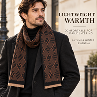 Écharpe tricotée haut de gamme en laine et viscose respirante pour homme, châle à carreaux polyvalent, cadeau pour petit ami