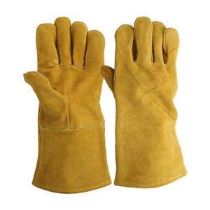 Heavy Duty Leather Welding <b>Gloves</b> Heat Resistant <b>Long</b> Sleeve Protective Work <b>Gloves</b> for Welding BBQ Fireplace Safety - Product Image 1