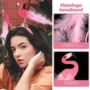 ที่คาดผมรูปนกฟลามิงโกสำหรับเด็กผู้หญิงชุดปาร์ตี้ขนนกสีชมพูสำหรับงานคาร์นิวัลอุปกรณ์สำหรับปาร์ตี้คอสเพลย์แนวเทศกาล - Product Image 2