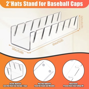 High Grade Eco Friendly Clear Acrylic Customizable for <b>Hat</b> Rack Deluxe Display <b>Stand</b> for Baseball Caps - Product Image 2