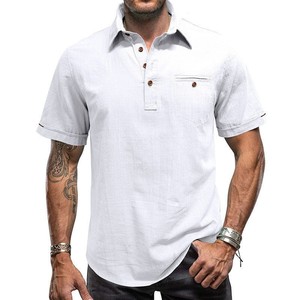 <span class=keywords><strong>Chemise</strong></span> d'été 2026 à manches courtes en <span class=keywords><strong>lin</strong></span> pour homme, style urbain simple, pour homme et garçon - Product Image 2