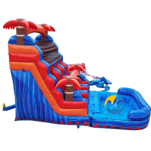 Toboggan aquatique gonflable double piste Tropical <span class=keywords><strong>Laguna</strong></span>, avec zone de saut et château gonflable, pour fêtes et jardin, toboggan aquatique humide et sec - Product Image 2