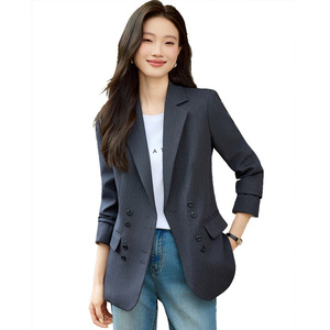 Women's Light Pink Blazer Solid Color Polyester Worsted Fabric Autumn 2025 Style Simple Elegant Casual Versatile - Product Image 5