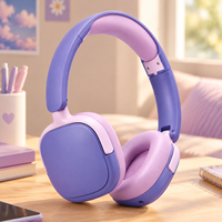 Headphone Nirkabel Over Ear Headset Stereo Musik Ringan Nyaman untuk Wanita, Remaja Putri, dan Anak-Anak