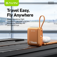 Chargeur portable rapide BAVIN Powerbank 10000mah PC1210S Petit 22.5w Câbles doubles intégrés Affichage LED Power Bank