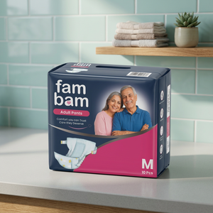 Fam Bam Couches-culottes jetables pour adultes, taille moyenne, 10 pièces, haute absorption, respirantes, en tissu non tissé, 100% écologiques - Product Image 1