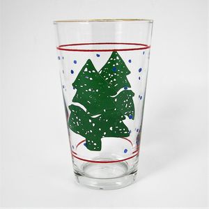 Albero di natale natale bicchiere bicchiere bicchiere oro bordo striscia rossa neve blu - Product Image 3