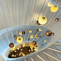 Personnalisé Moderne Villa Salon Escalier De Luxe Gouttelettes D'eau LED Bulle De Verre Longue Suspension
