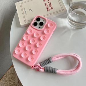 Thời Trang Kẹo Màu Silicone Điện Thoại Di Động Trường Hợp Đối Với <span class=keywords><strong>iPhone</strong></span> 16 15 Pro Max 14 13 12 11 <span class=keywords><strong>10</strong></span> Đơn Giản Cốc Hút Dây Buộc Bao da - Product Image 1
