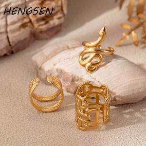 HENGSEN Non <span class=keywords><strong>Piercing</strong></span> <span class=keywords><strong>or</strong></span> acier inoxydable bijoux manchette boucles d'oreilles Vintage mode serpent oreille manchette Animal oreille os Clips pour les femmes - Product Image 4