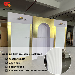 Letrero de bienvenida acrílico de lujo con fondo dorado y blanco para bodas, eventos y fiestas, decoración de fondo acrílico. - Product Image 4