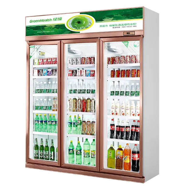 3 Door Supermarket Display Freezer Geladeira Bebida Refrigerador para Venda Bebidas Refrigerador