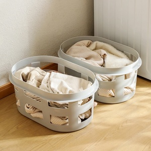 <b>Large</b> Capacity Dirty Clothes <b>Storage</b> <b>Basket</b> Simply Thickened Durable Washing Room Hollow Laundry <b>Storage</b> <b>Basket</b> with Handle - Product Image 1