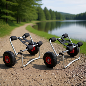 Carritos de Transporte para Kayak de Aluminio con 2 Ruedas, Marco Metálico Resistente, Llantas Rojas, Fácil Transporte, Uso en Exteriores - Product Image 2