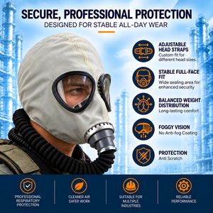 Máscara de Gas de Cara Completa de Material de Goma con Cartucho de Filtro Reemplazable para Protección Contra Polvo y Gases Nocivos en la Producción Química - Product Image 3