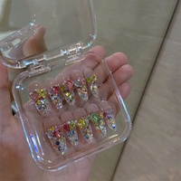 Paso Sico Strass pour ongles en verre cristal, style taillé, couleurs assorties (Candy Soda), à base pointue, couleur sucre blanc