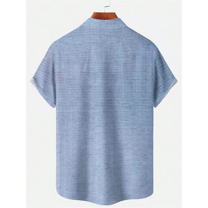 FOXA Men's Striped Color Blocked Button <b>Down</b> Short Sleeve Collared Casual Adult Vacation Shirts - Product Image 3