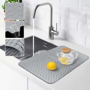 Kitchen Counter Dish Drying <strong>Mats</strong> Heat Resistant <strong>Drain</strong> <strong>Boards</strong> Large Silicone Dish Drying <strong>Mat</strong> With Built-In <strong>Drain</strong> Lip - Product Image 2