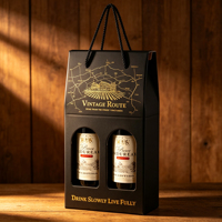 Boîte cadeau personnalisée en papier kraft pour whisky et vin, 2 bouteilles, avec poignée, estampage à chaud, gaufrage, qualité supérieure