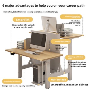 Yazhi Liftable Commercial Modern Work Table with Baffle Standing Steel Double <b>Computer</b> <b>Desk</b> White Screen - Product Image 5