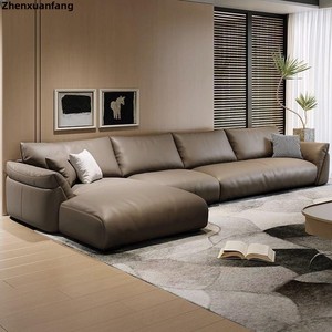 Divano Componibile in Vera Pelle a Tre Posti in Stile Italiano Minimalista per Soggiorni Moderni di Piccole Dimensioni - Product Image 2