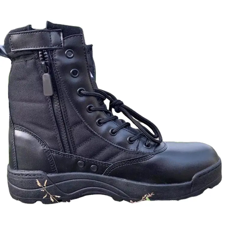 Promoção De Vendas Barato Preto Couro Impermeável Anti-skip Hard-wearing Tactical Botas Em Stock