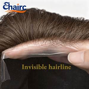 Toupee <span class=keywords><strong>Invisibile</strong></span> per Uomo con Base in PU Ultra Sottile 0.02-0.03mm, Densità 90%, Capelli Indiani Remy, Sistema di Sostituzione Capelli - Product Image 2