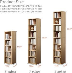 Bibliothèque multifonctionnelle en bambou à 5 niveaux, étroite, haute, autoportante, avec étagères ouvertes, pour bureau et salon - Product Image 2