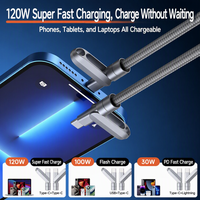 Câble de charge super rapide 120W avec lanière, sangle anti-perte pour téléphone, câble tressé multi-connecteurs Type C LUSB a