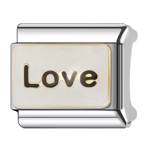 Pulsera/Brazalete Modular Intercambiable de Acero Inoxidable Italiano de 9 mm, con Dijes de Diamantes Personalizados para Unisex - Product Image 5