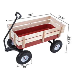 Dài xử lý thép màu đỏ công cụ xe ô tô sử dụng trẻ em bằng gỗ Wagon đẩy giỏ hàng Kart tc1812m ngoài trời Wagon giỏ hàng cho trẻ em - Product Image 1