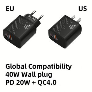 อะแดปเตอร์ชาร์จเร็ว 40W 20W PD รองรับ EU US 2 พอร์ต Type C USB สำหรับโทรศัพท์มือถือ ใช้ได้หลายรุ่น เหมาะสำหรับการเดินทาง - Product Image 5