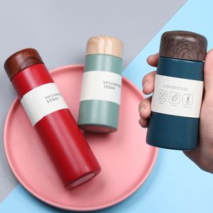 Vaso Térmico Personalizado Estilo Japandi, <span class=keywords><strong>Mini</strong></span>, Doble Pared, Aislado al Vacío, de Acero Inoxidable, Botella de Agua Delgada para Viaje, Boca Ancha, Tapa de Bambú - Product Image 4