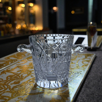 Seau à glace en cristal sculpté à la main-Refroidisseur de whisky/vin de luxe 24P, décor de mariage et de bar gravé, cadeau en verre élégant