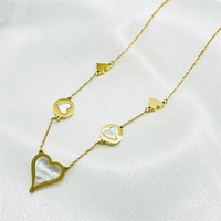 Ensemble de collier avec pendentif en forme de cœur en acier inoxydable hc, coquillage naturel, ensemble de bijoux 2 pièces pour femmes et filles, cadeau